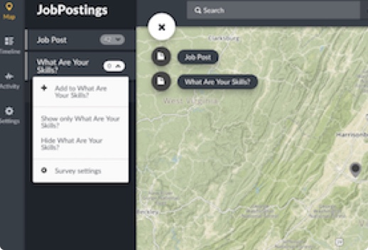 Map with the header 'Job Postings'