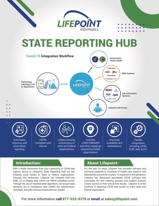 Brochure entitled Lifepoint informatics State Reporting Hub