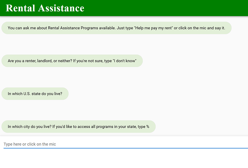 Rental Assistance Chatbot Conversation