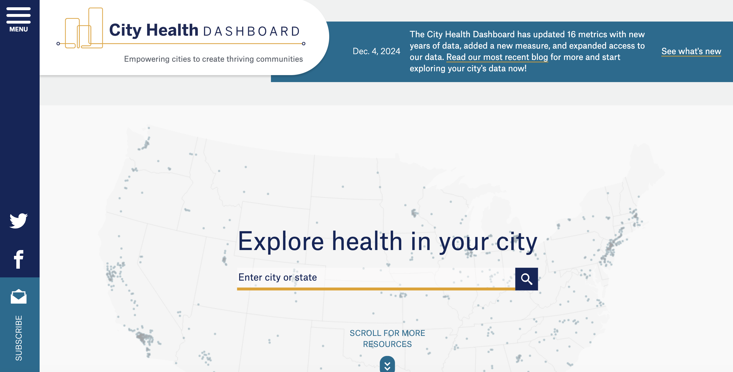 A screenshot of the City Health Dashboard.